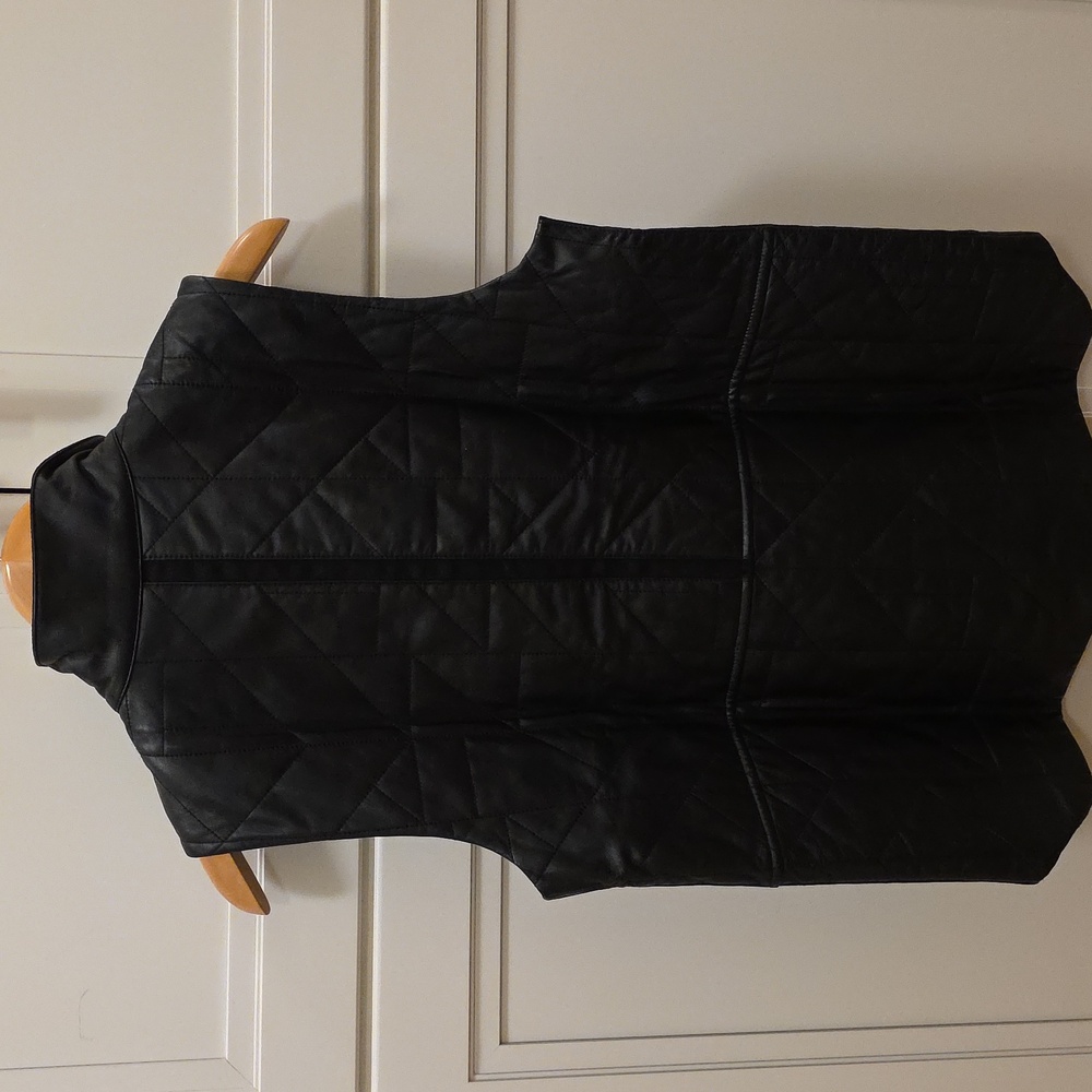 🔥Lafayette 148 Black 💯 Leather Vest - Picture 8 of 17